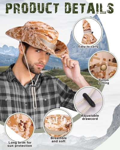 10 Sombreros Tipo Boonie De Ala Ancha, Camuflaje, Protección