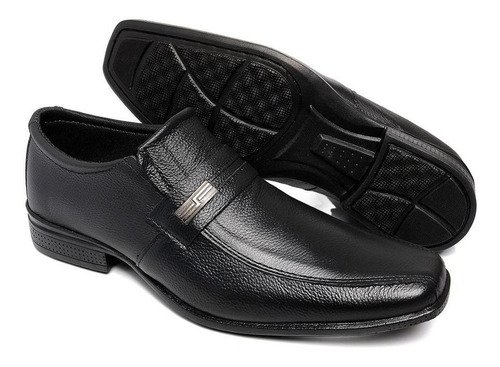 Imagem 2 de 4 de Sapato Social Preto Liso Masculino Com Detalhe Metal Pequeno