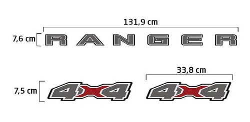 Imagem 8 de 8 de Kit Faixa Traseira Ford Ranger 2020 E Adesivo 4x4 Grafite