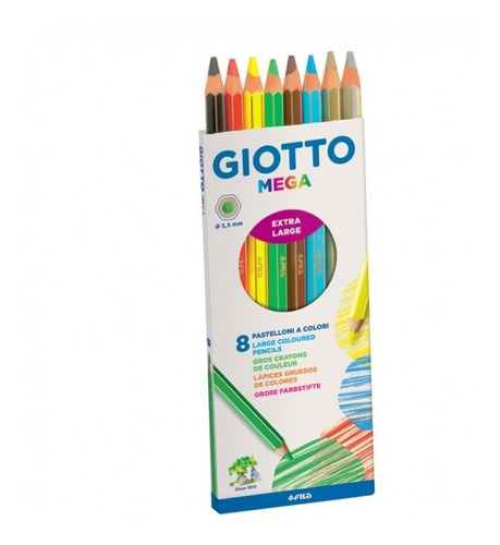 Lapices De Colores Giotto Mega X12 Extra Gruesos No Toxico