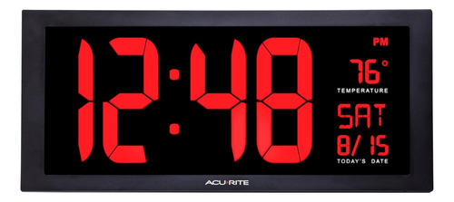 Acurite Reloj De Pared Grande Con Led Digital De 18 Pulgadas