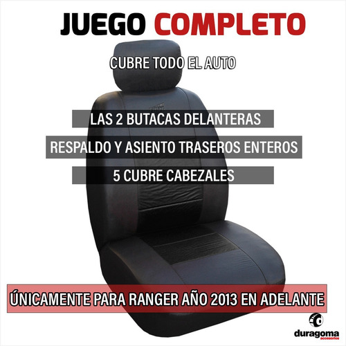 Fundas Cubre Asientos Acolchado Eco Cuero P/ Ford Ranger