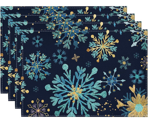 Decoracion Navideña De 4 Piezas Manteles Estilo Copos Nieve