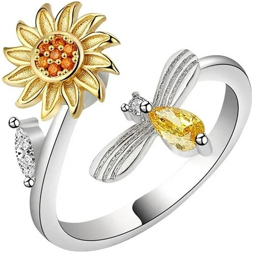 Anillo De Plata Para Mujer Anillos Apilables De Girasol