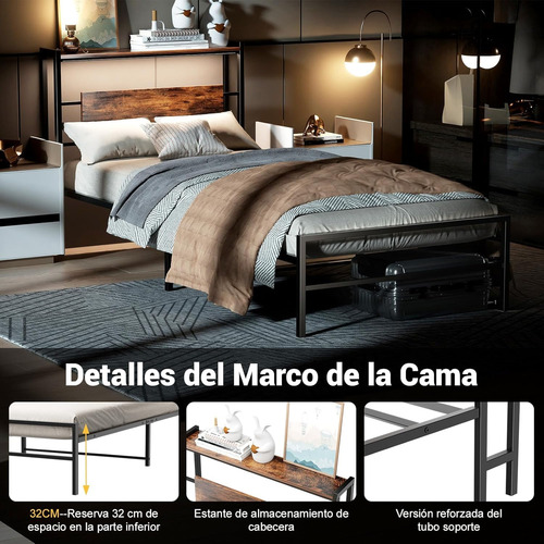 Base Cama Individual Con Cabecera Y Almacenamiento Para Dorm