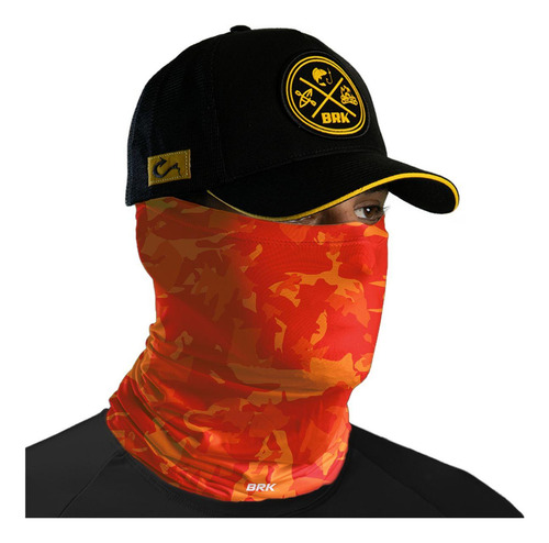 Bandana Tubeneck Brk Laranja Camuflado Ciclismo Com Uv50