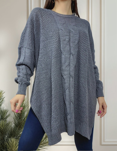 Sweater Tramado Maxi Oversize Mujer Talle Especial Grande