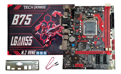 Placa Mãe Gamer 1155 B75 Ddr3 M2 Nvme, Até 16gb I3, I5 E I7