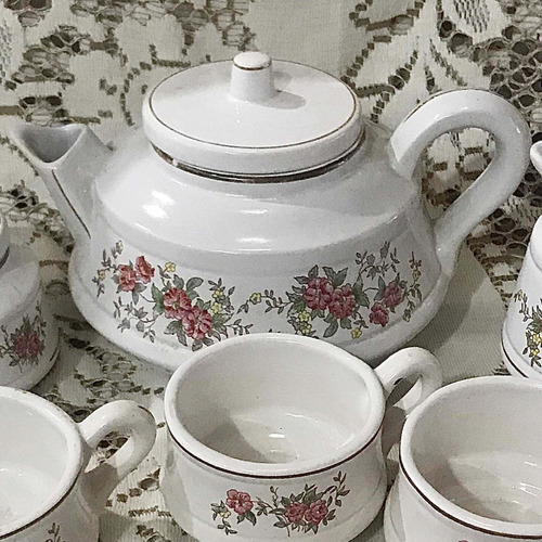 Imagen 3 de 10 de Antiguo Juego De Té De Cerámica Blanca