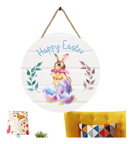 Happy Easter Door Sign - 11.81in Colorful Bunny Welcome