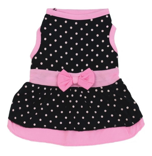 Vestido Para Mascotas Negro Con Lunares Rosa 