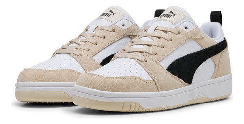Tenis Puma Rebound V6 Low Sd Unisex Beige, Negro Y Blanco