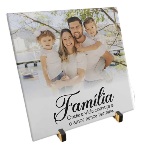 Azulejo Decorativo Personalizado Com Suporte E Foto 15x15cm