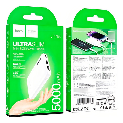 Bateria Portatil Powerbank Hoco J115 5.000 Mah Blanco