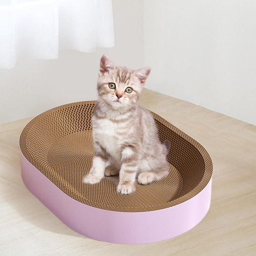 Tablero Rascador Para Gatos De Cartón Ovalado, Xl Violeta