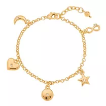 Comprar Pulsera Suerte Con Colgantes En Baño De Oro Marca Nice