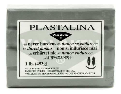 Van Aken Plastalina - Arcilla Para Modelar, Gris, 1 Libra, .