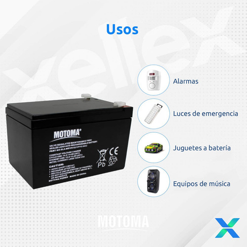 Imagen 4 de 8 de Bateria Recargable 12v 12ah Motoma Ms12v12 Ups Alarmas