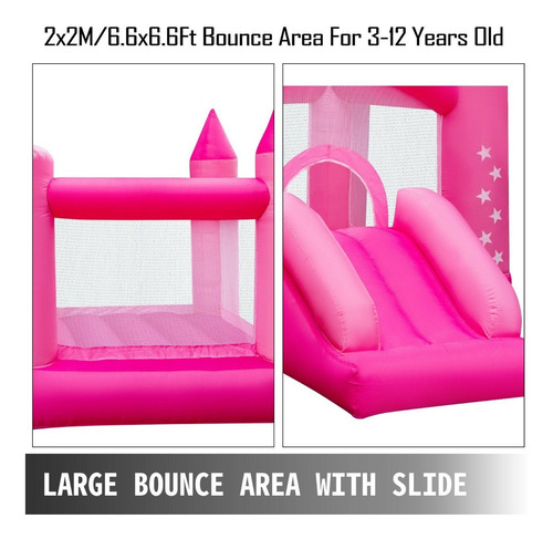 Juego Inflable Castillo Rosa Brincolín Eventos Fiestas Niñas