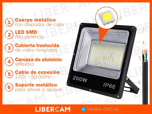 Imagen 7 de 10 de Reflector Led 200w Exterior Alta Potencia Multiled Ip66 Frio