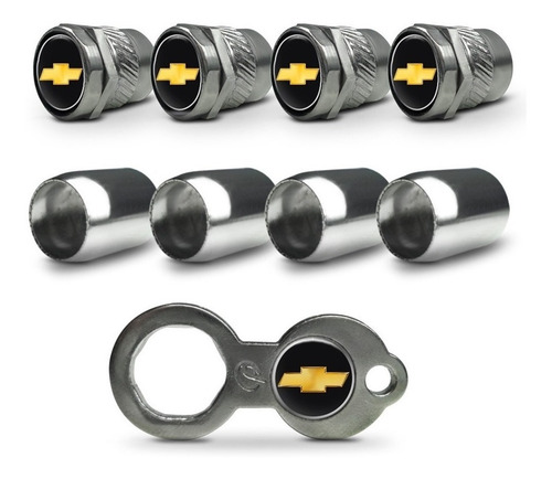Imagem 5 de 10 de Kit 04 Bicos De Válvula Cromado De Roda Pneu Em Metal