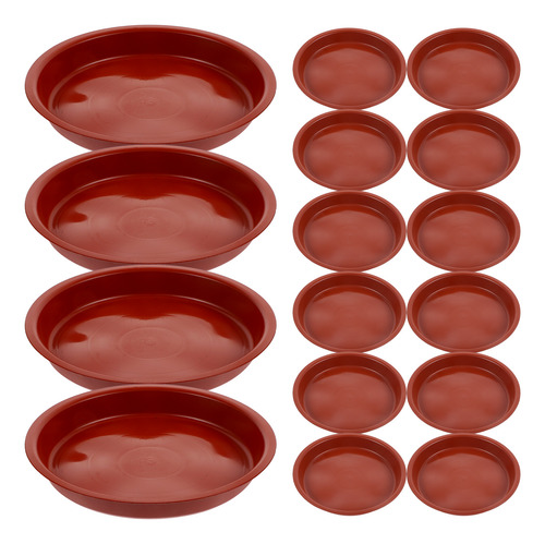 Base Para Maceta Redonda, 20 Unidades (borde Plano Rojo, Núm