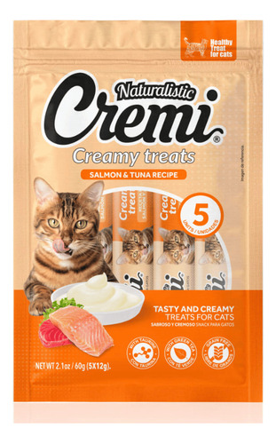 Naturalistic Snack Gato Cremi Salmon Y Atun, 5 Tubos