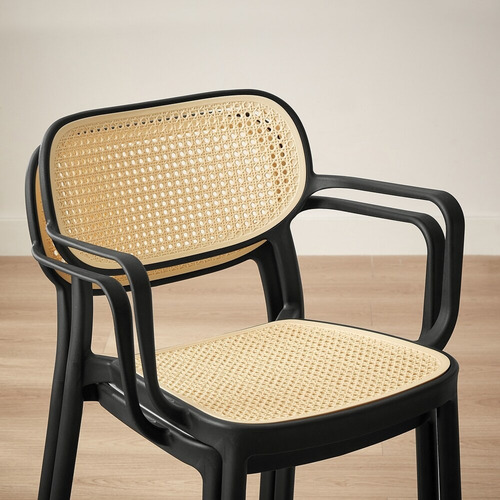 Set De 4 Sillas Plástico Comedor Moderna Cassias Christian+ Liso Negro Beige