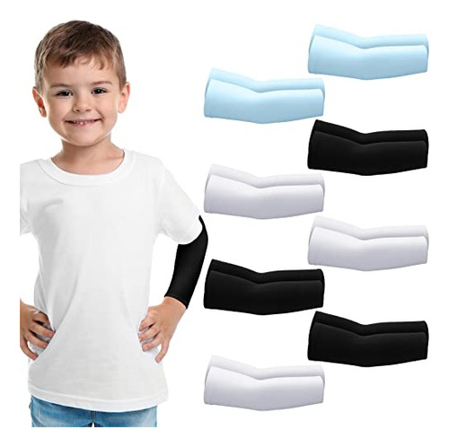 8 Pairs Arm Sleeves For Kids Child Toddlers Uv Protecti...