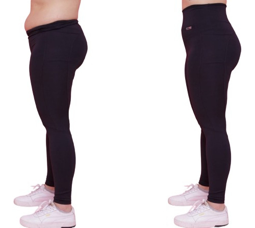 Calça Legging Top Grossa Zero Transparência Cós Alto Bolsos