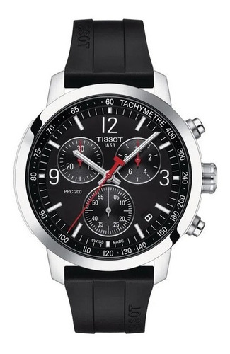 Relógio cronógrafo Tissot Prc 200 para homens T1144171705700 Cor de fundo: cor de malha preta, cor de moldura preta, prata