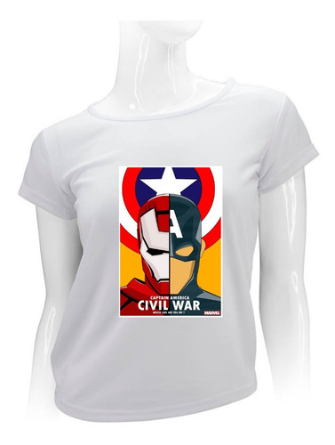 Polera Mujer Arte Capitan America Pm922 Polera Mujer Arte Capitan America Pm922