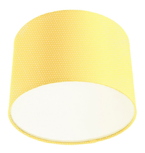 Lustre Plafon Cupula Dome 30x20cm Amarelo Com Bolinha