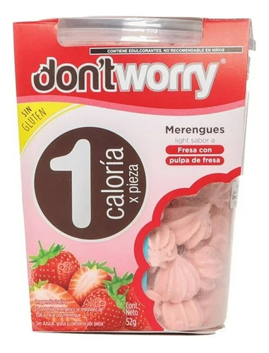 3 Pza Dulce Merengues Don't Worry Light Sabor A Fresa 52 G