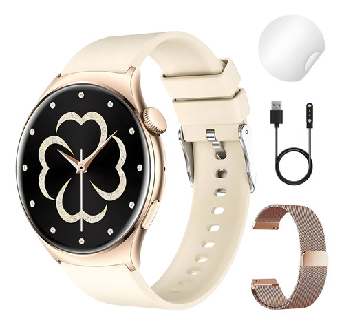 Reloj Digital Mujer Inteligente Smartwachh Mujer Elegante Rosa Gold Milanese Qx10 Rose Gold Doble Malla Film Rose Gold