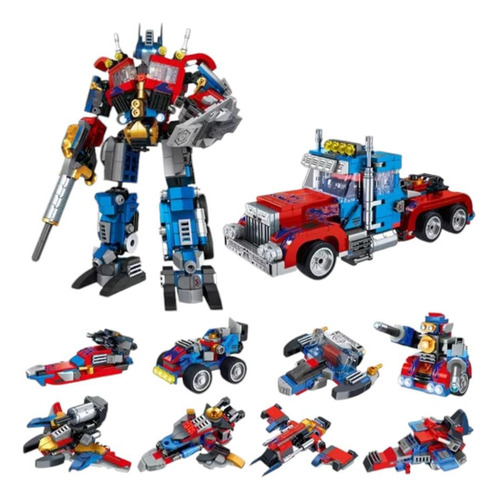 Set Bloques De Construcción Autobot 8 En 2 Robot Y Carro
