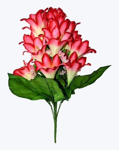 Ramo Grande De 15 Azucenas Con Follaje Color Bicolor, 65 Cm