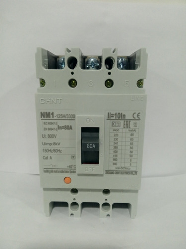 Breaker Industrial Caja Moldeada 3 Polos 80 Amp Chint