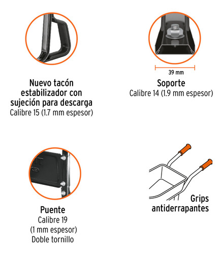 Carretilla 6ft3 Imponchable, Bastidor, Truper Expert 100417 Naranja