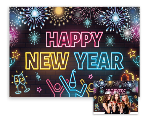 Cartel De Neón Extragrande Happy New Year 72.8 Cm