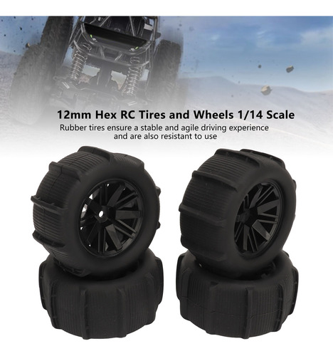 Neumáticos Y Ruedas Hexagonales Rc De 12 Mm A Escala 1/14, J