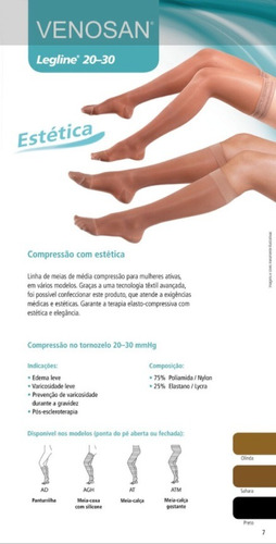 Meia Panturrilha Média Compressão Legline Venosan 20-30mmhg