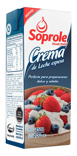 Crema Espesa Larga Vida Soprole 200ml( 12uni) Super