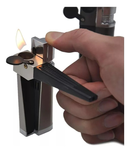Encendedor De Metal Con Pipa Plegable De Cigarrillos A Prueba De Viento Saiviek, Encendedor De Cigarrillos De Una Sola Llama, Llama Ajustable Y Gas Butano Recargable,con Herramientas De Ajuste
