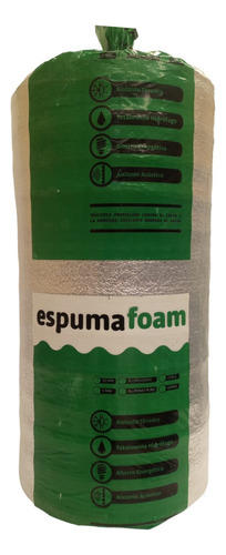 Aislante Espuma Techos 10mm 20m Aluminizada Solapa/tacc