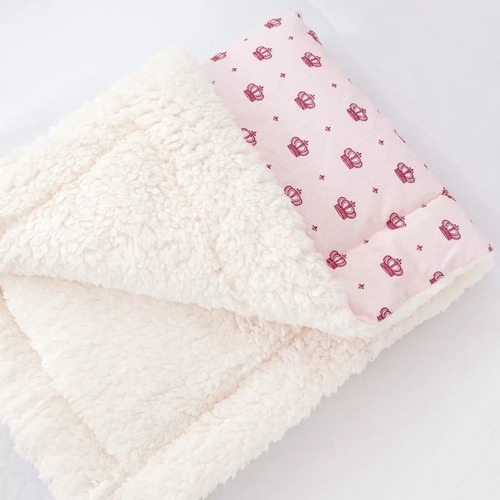 Manta Sherpa De Bebê Estampada Coroa Rosa Inverno Saida Maternidade Infantil Menino Menina Casa Laura Enxovais