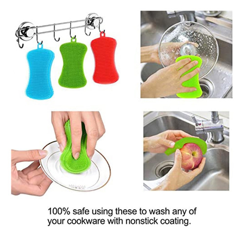 6 Esponjas Reutilizables De Silicona For Lavar Platos,
