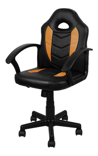 Silla de escritorio The Seats and Stools Co. Minifire gamer ergonómica  negra y naranja con tapizado de cuero sintético