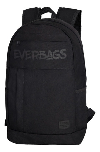 Mochila Masculina Resistente Escolar Trabalho Viagem Everbag Cor Preto Desenho do tecido Liso