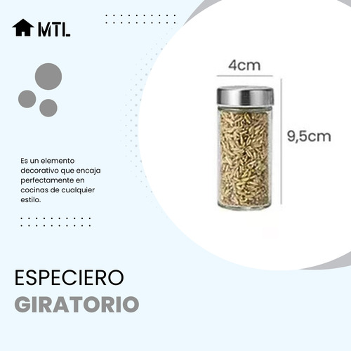 Especiero Giratorio Mtl 12 Frascos Negro Y Dorado Jaspeado